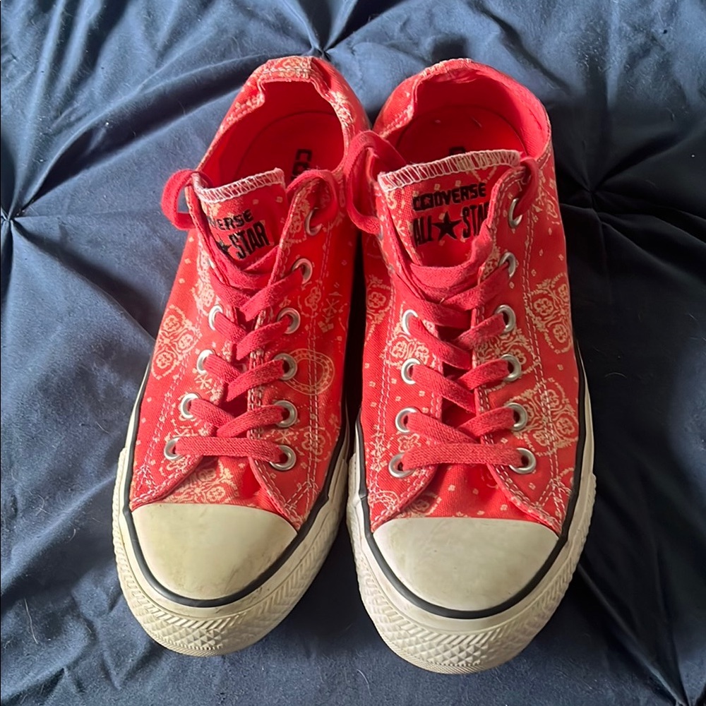Converse Red Bandana-Print Low Top Sneakers